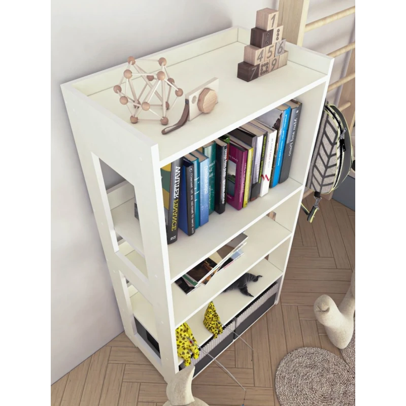 Стеллаж 3563_StellajEtajWhite, 110x58.2x34 см, ЛДСП, белый Стеллаж 3563_StellajEtajWhite, 110x58.2x34 см, ЛДСП, белый