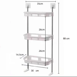 Трехъярусная полка для ванной NH-1112, металл/пластик, 88x35x14.5 см