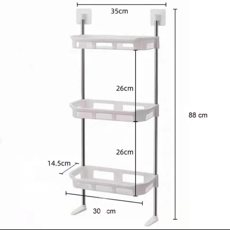 Трехъярусная полка для ванной NH-1112, металл/пластик, 88x35x14.5 см Трехъярусная полка для ванной NH-1112, металл/пластик, 88x35x14.5 см