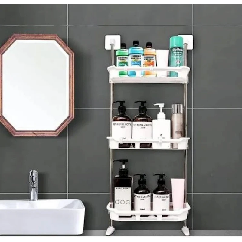 Трехъярусная полка для ванной NH-1112, металл/пластик, 88x35x14.5 см Трехъярусная полка для ванной NH-1112, металл/пластик, 88x35x14.5 см