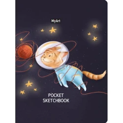 Скетчбук Проф-Пресс My Art. Кот в космосе на резинке, А6, 48 листов, 14.7x10.3x1 см