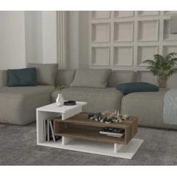 Журнальный стол TV Stend M13, ламинат, белый/светло-коричневый, 90x50x40 см Журнальный стол TV Stend M13, ламинат, белый/светло-коричневый, 90x50x40 см