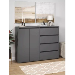 Комод Skand Big Gray, 108х39х140 см, ЛДСП, серый Комод Skand Big Gray, 108х39х140 см, ЛДСП, серый