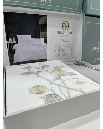 Yataq dəsti First Home FS-549, yorğan üzü 200x220 sm, mələfə 240x260 sm, yastıq üzləri 50x70 sm, satin, bej