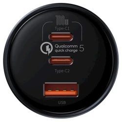 Avtomobil yükləmə cihazı Baseus Qualcomm Quick Charge 5 160W with Baseus Xiaobai series fast charging Cable Type-C to Type-C 100W TZCCZM-0G
