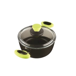 Кастрюля Leggno Colorgy, алюминий/титан, 20 см/2700 мл, черно-зеленая