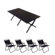 Kempinq üçün yığılan mebel dəsti INM1091, masa 118x60x45 sm, stul 76x54x52 sm (4 əd), qara