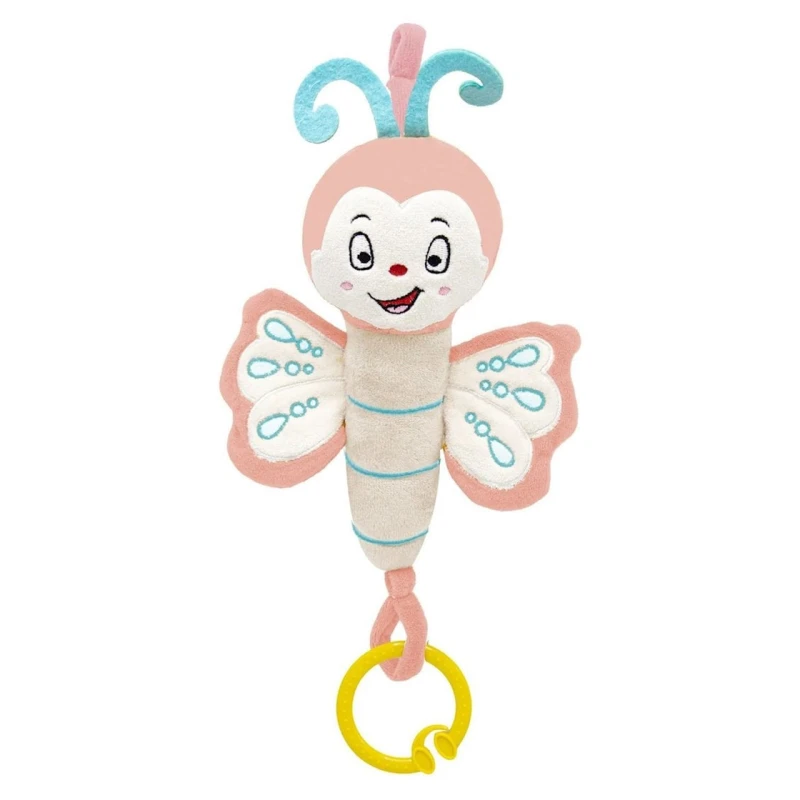 Прорезыватель с вибрацией Babyjem Бабочка, текстиль, розовая, 15x8 см