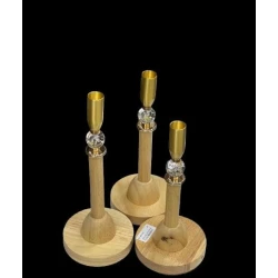 Набор подсвечников Plateon0025 с деревянным корпусом, 3 шт