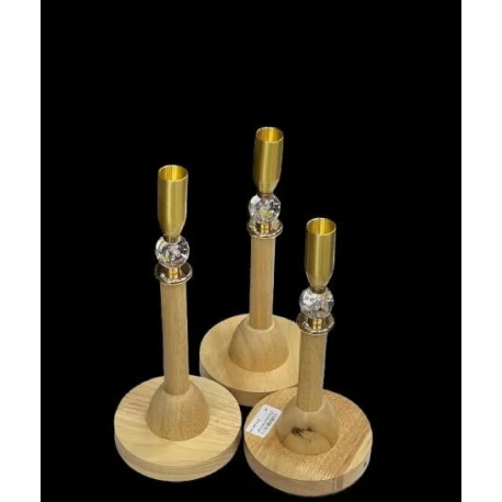 Şamdan dəsti Plateon0025 taxta gövdəli, 3 ədəd