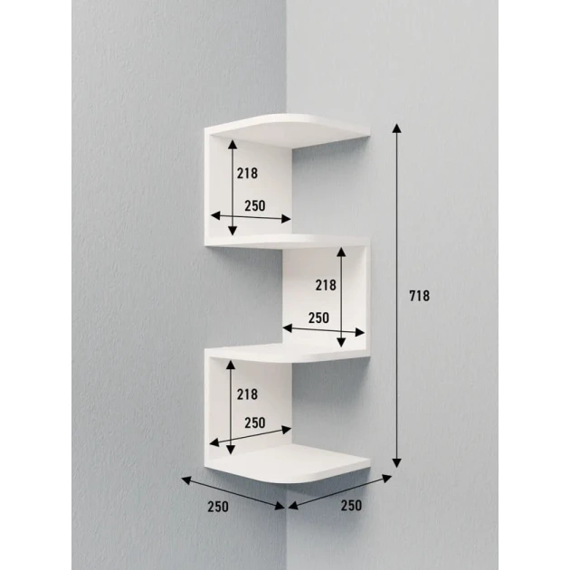 Настенная полка Art Mebel 151, ламинат, 71х25х25 см, белая Настенная полка Art Mebel 151, ламинат, 71х25х25 см, белая