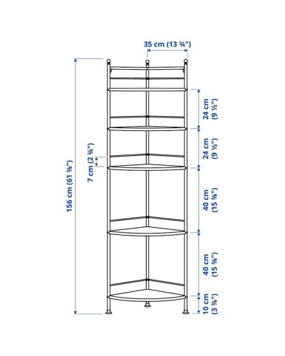 Stellaj IKEA, polad/polipropilen, qara, 35x156 sm