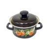 Кастрюля эмалированная 1 л с крышкой, декор, коричневый