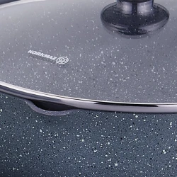 Qab dəsti Korkmaz Stona A2864, qranit, qapaqlı, 7 parça, göy