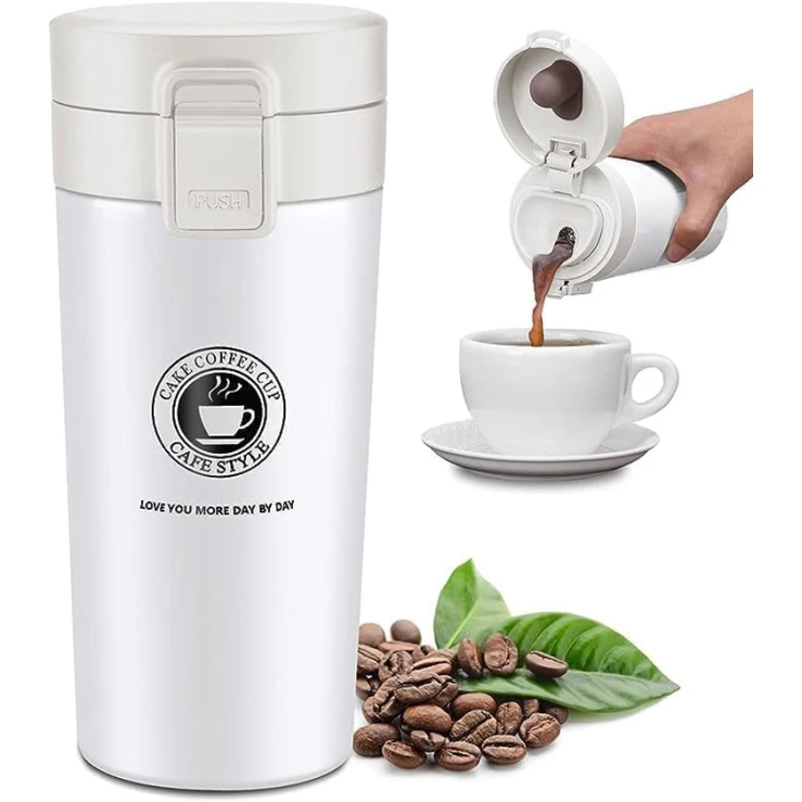 Термокружка Generic, нержавеющая сталь, белая, 380 мл