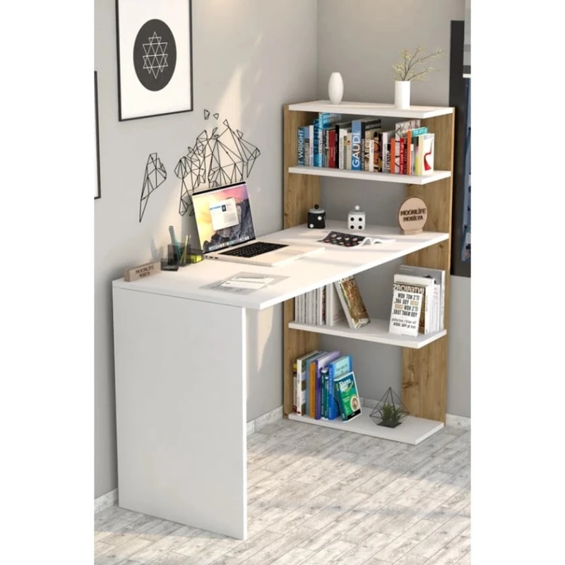 Yazı masası ev_12116201, laminat, ağ/qəhvəyi, 122x50x120 sm