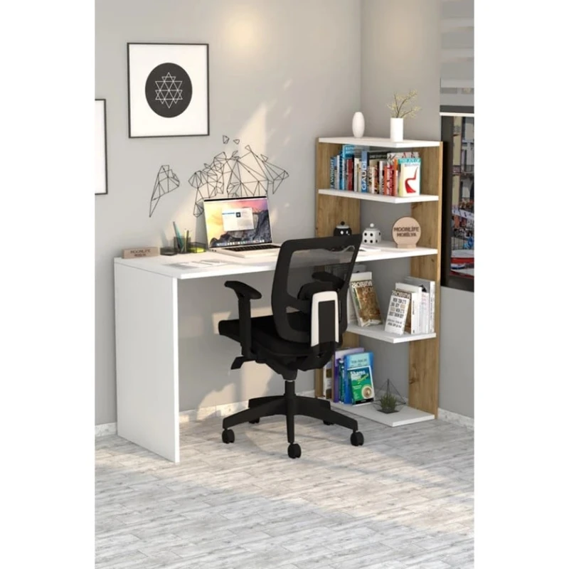 Yazı masası ev_12116201, laminat, ağ/qəhvəyi, 122x50x120 sm