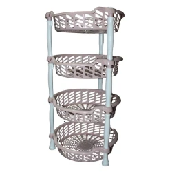 Etajerka 021, 70x47 sm, plastik, ağ/çəhrayı