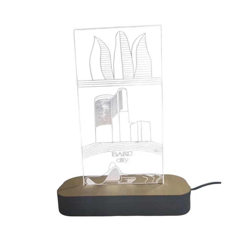 3D-gecə lampası Şəhər mənzərəsi tsg02, 20x14 sm, göy