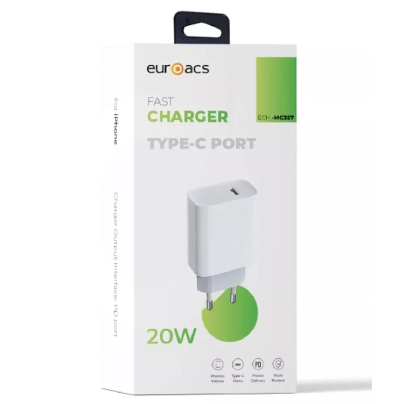 Сетевое зарядное устройство Euroacs ECH-MG357 PD 20 W, Белый