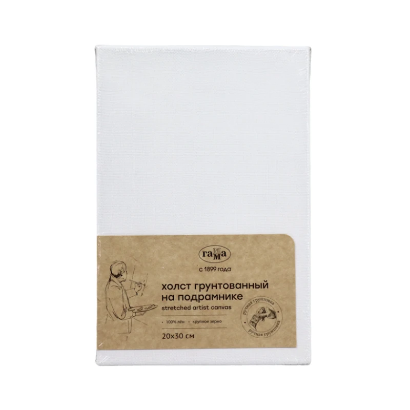 Холст на подрамнике Гамма, 20x30 см, крупное зерно, 420 г/м², лен, акрил/масло, белый Холст на подрамнике Гамма, 20x30 см, крупное зерно, 420 г/м², лен, акрил/масло, белый
