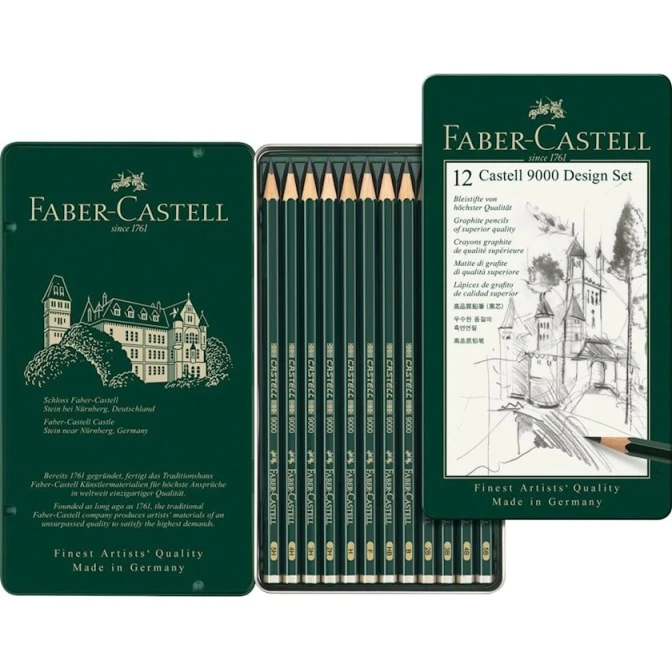 Набор чернографитовых карандашей Faber-Castell 9000, 5B-5H, 12 шт Набор чернографитовых карандашей Faber-Castell 9000, 5B-5H, 12 шт