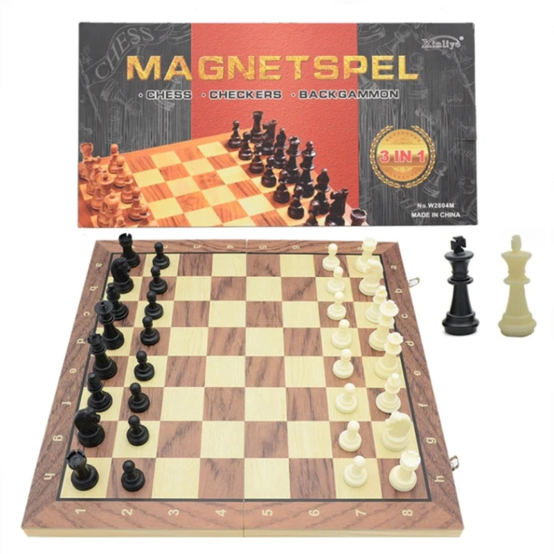 Шахматы + шашки + нарды (3 в 1) WS0534, дерево/магнит, 44x44 см Шахматы + шашки + нарды (3 в 1) WS0534, дерево/магнит, 44x44 см