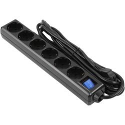 Удлинитель 2E 3 м, 6-розеточный, Type F, 10A, 3x1мм2, Черный - 2E-U06ESM3BK