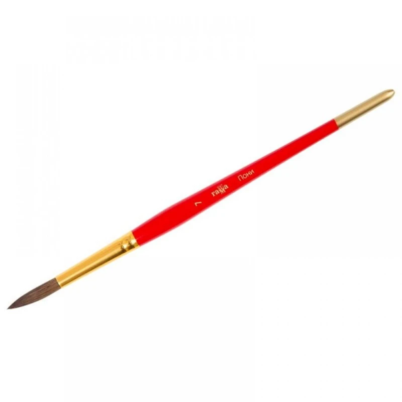 Кисти художественные Гамма Кисть Пони №7, дерево, волос пони, круглый, 1 шт, 20x1x1 см, 11 г