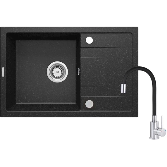 Кухонная мойка Deante Corio ZRCP2113, гранит, черный, 44x67 см