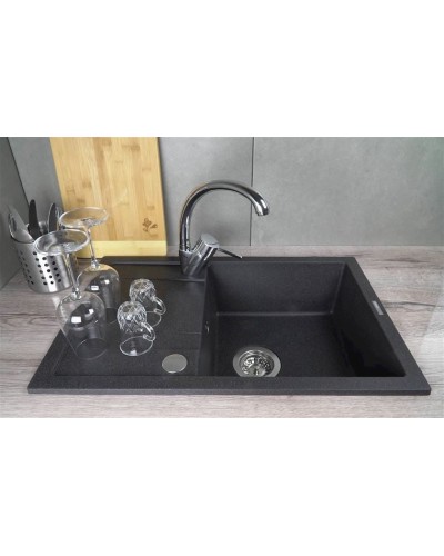 Mətbəx çanağı Deante Corio ZRCP2113, qranit, qara, 44x67 sm