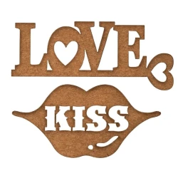 Надписи из чипборда Decola Love, Kiss, 4 шт