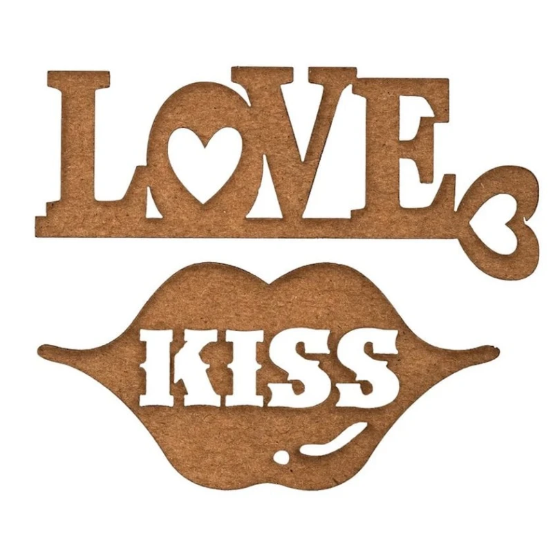 Надписи из чипборда Decola Love, Kiss, 4 шт Надписи из чипборда Decola Love, Kiss, 4 шт