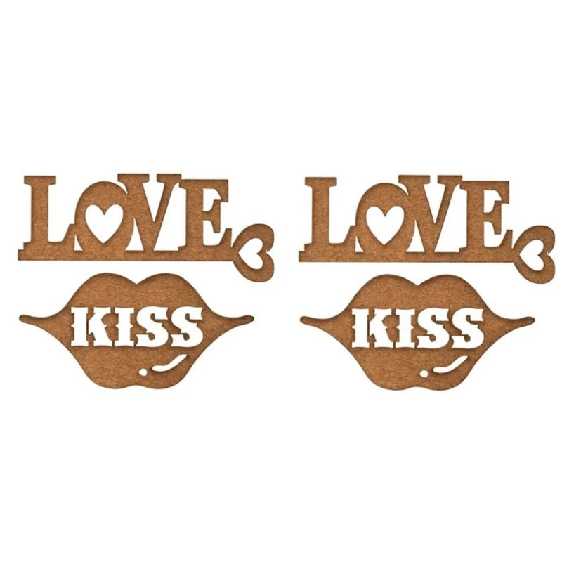 Надписи из чипборда Decola Love, Kiss, 4 шт Надписи из чипборда Decola Love, Kiss, 4 шт