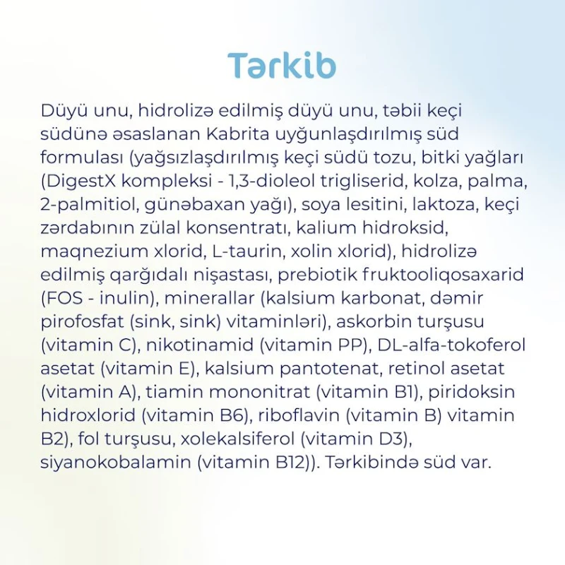 Sıyıq Kabrita Düyü keçi südündə, 4 aydan, 180 q (8716677006369). Sıyıq Kabrita Düyü keçi südündə, 4 aydan, 180 q (8716677006369).