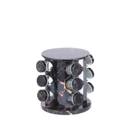 Ədviyyatlar üçün dəst ET55 fırlanan, mərmər/qara, metal/şüşə, 12 əd, 4.5x9.5 sm