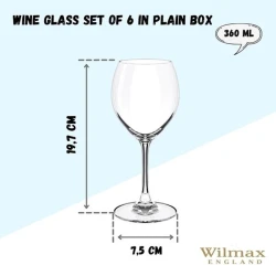 Набор бокалов для вина Wilmax 888009/6A Undina, хрусталь, 360 мл, 6 шт