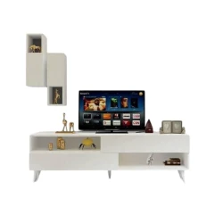 TV üçün tumba Ev Plus 12115849, LDSP, ağ, 180x55x40 sm