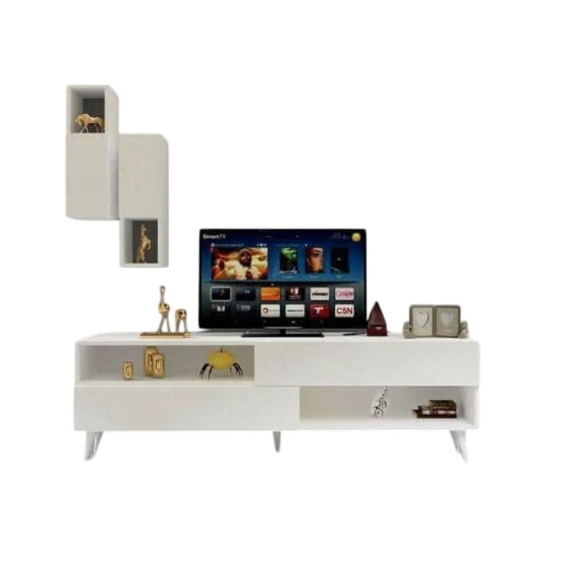 TV üçün tumba Ev Plus 12115849, LDSP, ağ, 180x55x40 sm