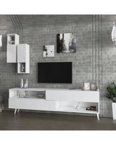 TV üçün tumba Ev Plus 12115849, LDSP, ağ, 180x55x40 sm