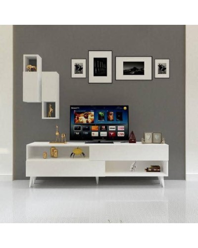 TV üçün tumba Ev Plus 12115849, LDSP, ağ, 180x55x40 sm
