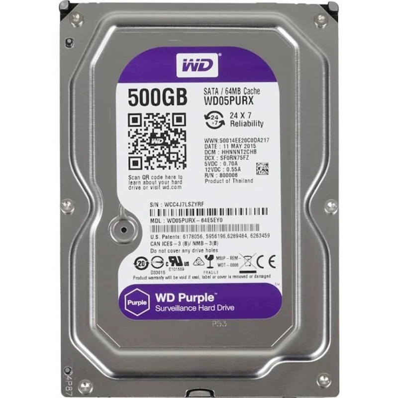 Жесткий диск Western Digital Purple 500 Gb (WD05PURX)