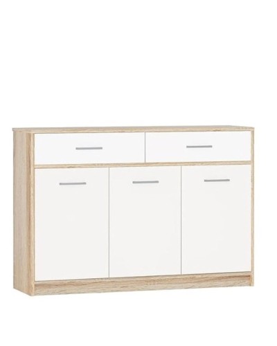 Komod 3563_M3KomLonVitrWhson, 123.4х34.3х85 sm, ağ/qəhvəyi