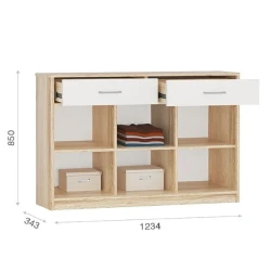 Комод 3563_M3KomLonVitrWhson, 123.4х34.3х85 см, белый/коричневый Комод 3563_M3KomLonVitrWhson, 123.4х34.3х85 см, белый/коричневый