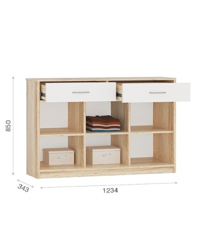 Komod 3563_M3KomLonVitrWhson, 123.4х34.3х85 sm, ağ/qəhvəyi