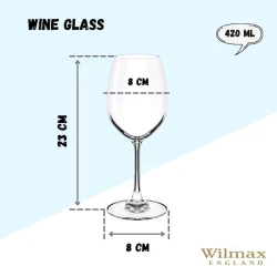 Набор бокалов для вина Wilmax 888013/6A Shelley, хрусталь, 420 мл, 6 шт Набор бокалов для вина Wilmax 888013/6A Shelley, хрусталь, 420 мл, 6 шт