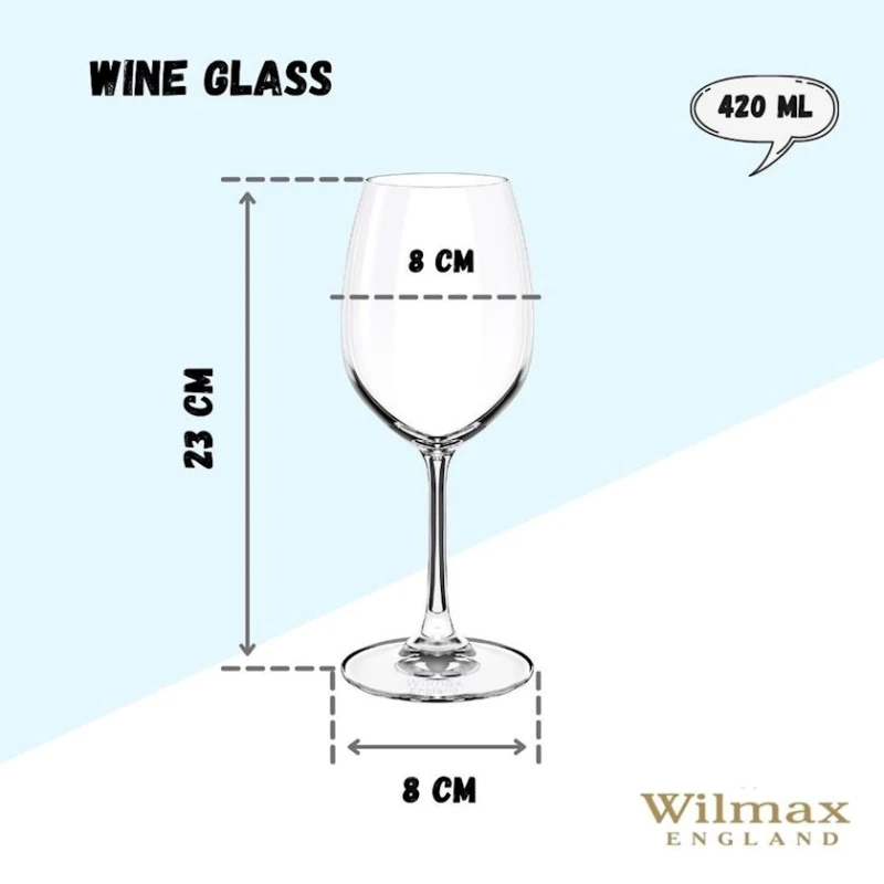 Набор бокалов для вина Wilmax 888013/6A Shelley, хрусталь, 420 мл, 6 шт