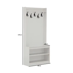 Тумба для обуви Ev Plus Homcom, ЛДСП, белая, 170x80x35 см