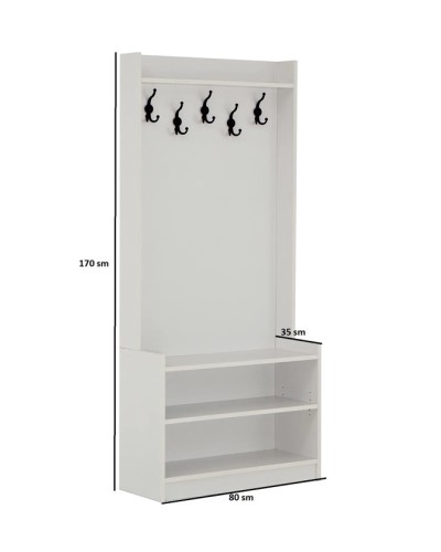 Ayaqqabı üçün tumba Ev Plus Homcom, LDSP, ağ, 170x80x35 sm