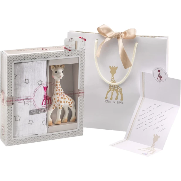 Yeni doğulmuş körpələr üçün hədiyyə dəsti Sophie la Girafe Sophiesticated The Swaddle Set, 0+ ay